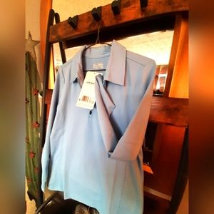 Jockey Womens long sleeve zip front polo shirt size M